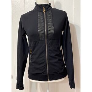 ZYIA ACTIVE Womens Black Full Zip Athletic Jacket Mesh Detail  Size M